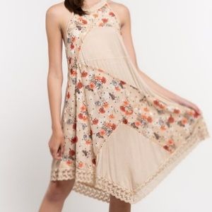 POL High Neck Swing Floral Print Midi Dress